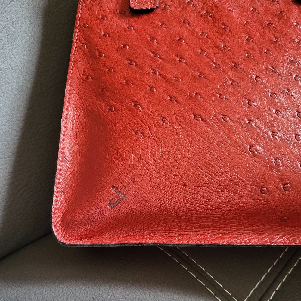 GENUINE OSTRICH LEATHER RED BAG - Picture 5 of 8